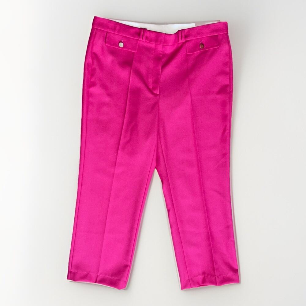 BOSS Womens Slim Fit Talawa Ankle Pants Bright Pink Wool Twill US 16 NWOT $368 - Picture 5 of 16
